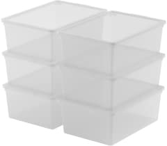 Keter Set aus 6 Aufbewahrungsboxen mit Deckel C Box S, transparent, ideal für Kleidung, Schuhe und als Aufbewahrungsbox, geeignet für Schränke und Garagen, 11 l, 37 x 26 x 14 cm
