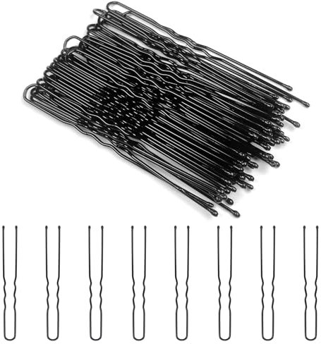 Mesybveo Haarnadeln, 200 Stück U-förmige Haarnadeln 6 cm Haarklammer, wellige haarnadel unsichtbare haarnadel, Haarklammer Haarschmuck Geeignet für Mädchen Haarnadel, Friseursalon(Schwarz)