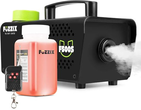Fuzzix F500S Máquina de Humo, Mando a Distancia y 250ml de Líquido de Humo, Máquina de Humo de 500 W, Máquina de Niebla, Máquina de Humo para Fiestas, Bodas, Máquina de Niebla Halloween, Bares