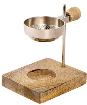 NKlaus Teelicht Räucherstövchen Silber 11cm hoch verstellbar Holzboden Weihrauch Harze 15869