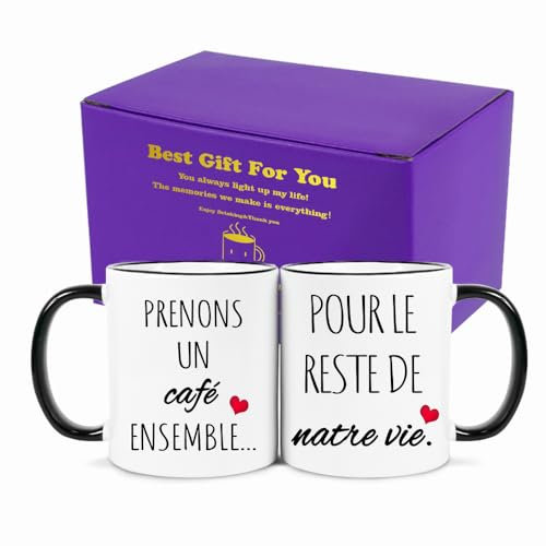 Ensemble de tasses à café 'Prenons un café ensemble pour le reste de nos vies', cadeaux de fiançailles, cadeaux de mariage pour les couples, tasses de mariage pour couples 11OZ