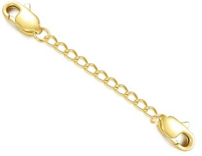 BEBEWO 10K Yellow Gold 1/2/3 Necklace Extender Chain with Double Clasps, 10K Gold Necklace Extender Bracelet Anklet Extension Chain, Bracelet Extender 10K Gold (Style 18, 1inch)
