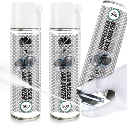 AABCOOLING Home&Office Spray detergenti motore Compressed Gas Duster 2x 500ml – Spray Refrigerante, Rimozione Gomma da Tappeti, Refrigerante -50°C, Aria Compressa, K5