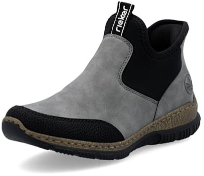 Rieker Damen Klassische Stiefel N3280, Frauen Stiefel,uebergangsschuhe,Boots,Winterstiefel,Winterschuhe,grau Kombi (42),42 EU / 8 UK