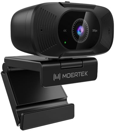 4K Webcam with Microphone, 1080P 60fps Webcam for PC, 8MP UHD 92° Wide Angle Len, Automatic Light Correction, USB Camera with Privacy Cover, External Computer Camera for Business Meeting/Video Call