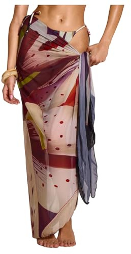 SHENHE Women's Sarong Bathing Suit Cover Up Long Pareo Beach Wrap Skirt Beach Coverups Brugundy Medium