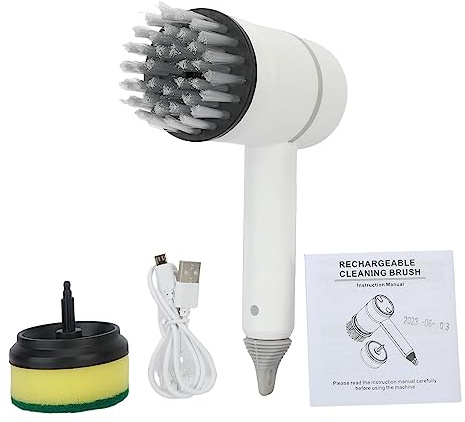 Electric Spin Scrubber Cordless – Power Scrubber Brush Set with 2 Heads, 3 Speeds – Rechargeable Bathroom Tub Cleaner, Dish Scrubber, Toilet Brush for Shower, Floor, Kitchen Cleaning