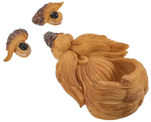 FUNOMOCYA Mangime per Uccelli Faccia Albero Decorativo da Giardino Statua Vecchio Uomo con Occhi Luminosi per Esterni Scultura Pratica e Unica per Cortile e Patio