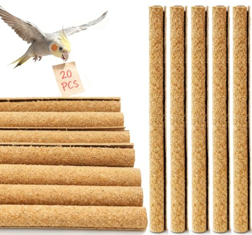 20-Pack Sanded Perch Covers for Parakeets - Bird Perchs Covers 7.5 L x 3/8 D Bird perches for Parakeets, Lovebirds, Parrotlets, Canaries and Other Small Birds (20pcs Small 7.5 L x 3/8 D)