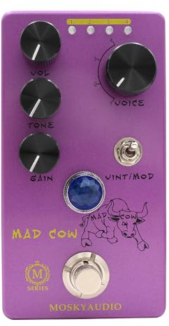 MAD COW distortion gitarr baseffekt pedal sann bypass växling
