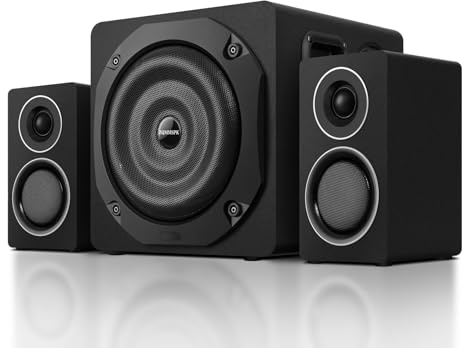 ZQMMSPK Altavoces para computadora con subwoofer, sistema de altavoces para juegos 2.1 para PC de escritorio, graves profundos de 6.5 pulgadas, Bluetooth 5.3, AUX/RCA/óptico/coaxial, sonido envolvente