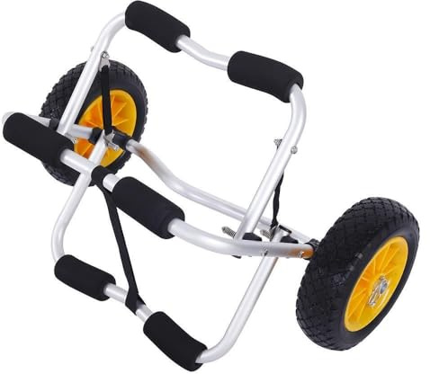 Kayak Cart Dolly Wheels Trolley - Kayaking Accessories Best for Beach Tires Transport Canoe Fishing Jon Boat Carrier Caddy Scupper Carts Trolly Roller Sit on Top Kayaks Wagon Wheel Hauler Tote Rollers