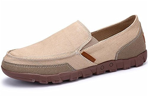 WUIWUIYU Homme Chaussures en Toile Bateau Espadrilles Tennis Mocassins-Beige 48