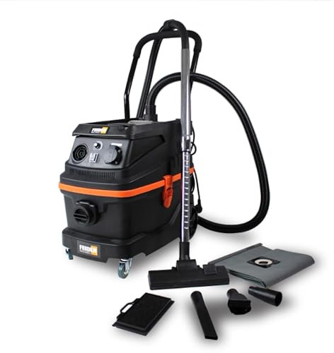 Feider Aspirateur spécial plâtre - Eau et poussière 1600W 30L - Système de Filtration à Eau - Fonction souffleur - Cuve INOX - Décolmatage Semi-Auto - FAP1630