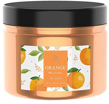 Epoxidharz Farbe, Metallic Seifenfarbe - 60g Orange Pulver Pigment für die Epoxy Resin Farbe, Seifenherstellung, Mica Powder Farbpigmente - Harz Pigmentpulver Farben für Epoxidharz, Slime, Lipgloss