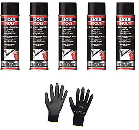 Iloda 5xOriginal Liqui Moly 500ml Hohlraumversiegelung transparent 6115 Schutzhandschuhe