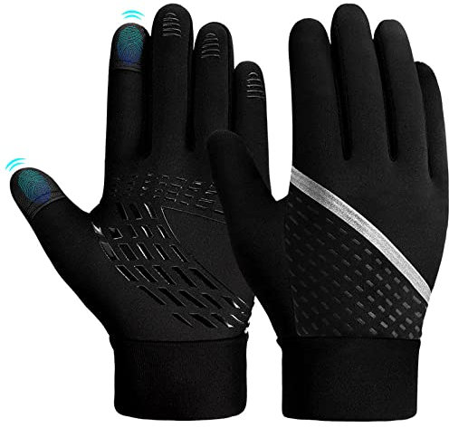 MILAIUN Kinder Handschuhe Wasserdicht Winter Warm-Kids Outdoor Sport Fahrradhandschuhe,Softshell Handschuhe Kinder Smartphone Touch mit Anti-Rutsch für Klein Junge Mädch Schwarz 10-12 Jahre