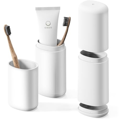 BALUCA Travel Toothbrush Case, Portable Tooth Brush Holder and Toothpaste Cover Container with Mouthwash Cup, Compact Oral Clean Tools Organizer for Traveling/Camping/School/Home - Large Capacity