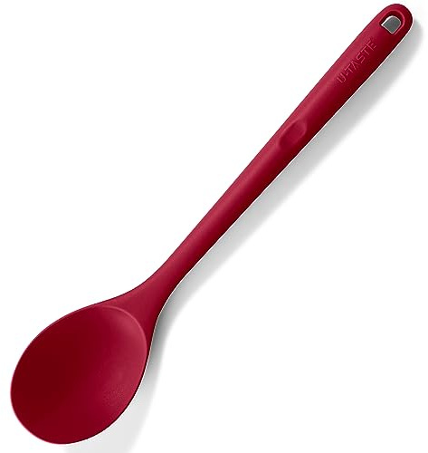U-Taste 33,9 cm Extra Lång Solid Silikonsked 315 ℃ Värmebeständig (Röd)