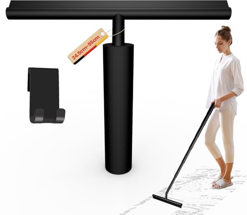 LORESJOY Duschabzieher Einstellbar, Silikon Abzieher Dusche 97x31.8cm Badwischer Glasabzieher Badabzieher Dusche Schwarz Wischer Verwendung für Glas, Spiegel, Fenster, Fliesen