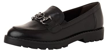 Tamaris Damen Slipper Leder bequem; Black Leather, EU 36