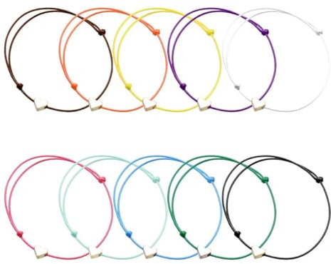 Tabanzhe 10 Pcs Heart Rope Bracelets – Symbolic Couple Bracelets with Adjustable Design,10 Colors Charm Bracelet Friendship Bracelets Gifts for Women Men Best Friends Lover Couple