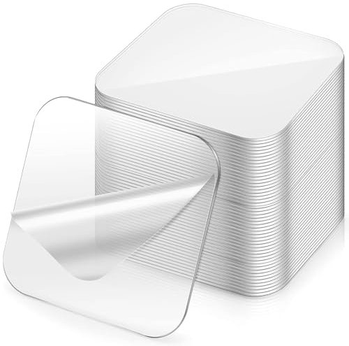 50 Pcs Clear Double Sided Adhesive Pads, Double Sided Sticky Pads, Sticky Pads Heavy Duty, Adhesive Pads, Clear Double Sided Sticky Pads 6x6Cm Traceless Adhesive Mounting Tape for Walls Floors Glass