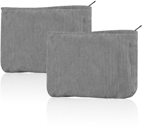 Tcdwla Kosmetiktasche, 2 Stück Schminktasche,Kulturtasche Cord Klein Damen, FedermäPpchen Aesthetic School Stuff für Schule, Reisen, Geschä Ftsreisen, Einkaufen, Wandern (Grau 1)