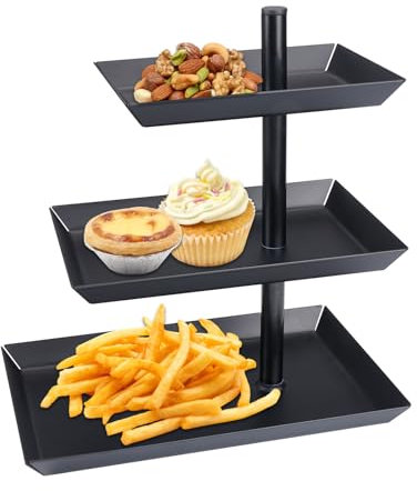 Corbeille a Fruit 3 Etages Noir, Presentoir Aperitif Buffet de Service pour Cupcakes,Muffins, Gateau, Panier Fruits,Corbeille Fruits,Présentoirs en Métal pour Desserts, Pâtisseries, Biscuits