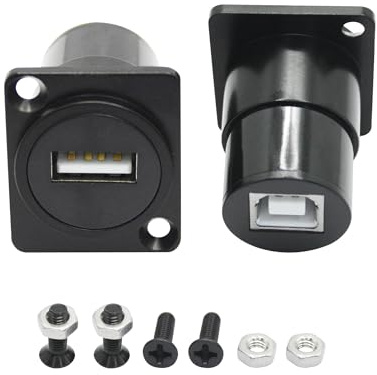 Maixbomr 2Pcs USB Panel Mount Adapter, D Type USB A Female to USB B Female 2.0 Print Connector Adapter with Install Screw, for Printer, Scanner and More