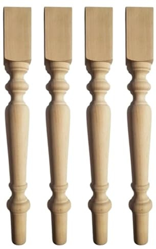 inferramenta Set 4 Gambe Tavolo in Legno di Faggio Grezzo - COD 6 - Conico, Beige, Senza Scasso