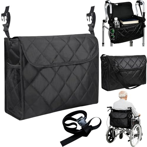 Benaton Mochilas Negra Bolsa de Almacenamiento para Silla de Ruedas Grande Capacidad Universal para Silla de Ruedas de Adulto, Organizadores de Almacenamiento para Sillas Ruedas, Andadores y Scooters