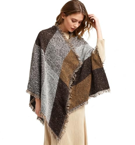 Miss Lulu S6427 Bufanda Mujer (Pack de 1) | Pashmina cálida de 200 x 60 cm, con flecos, para otoño e invierno