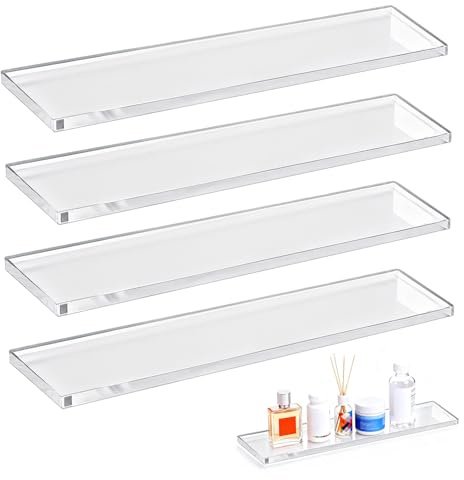 LILXIU 4 PCS 13.25 Inch Medicine Cabinet Shelves Acrylic Medicine Cabinet Shelf Replacement for Living Room Bathroom Kitchen Wall Mounted and Hanging Cabinets