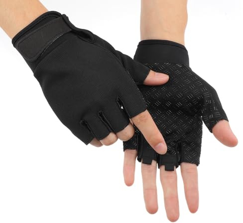 DOPENSPI Halkfria fingerlösa handskar, träningshandskar för män och kvinnor halvfinger-träning ventilerande fingerhandskar för fotografering, bilkörning, sport, utomhusaktiviteter