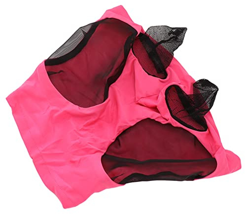 Pwshymi Hästflugmask med öron Andas Nätdesign för Ultimat Skydd Mot Insekter för Alla Hästar Storlek 44x36cm (Rose Red)