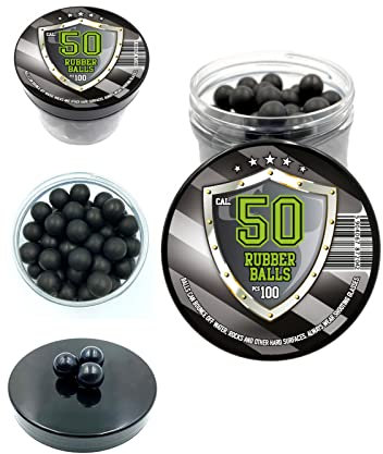 Rubber Balls in .50 Caliber 100 x Hochwertige 1,6 Gramm Hart Gummi Kugeln Reusable Paintballs für Selbst- und Heimverteidigung Training Pistolen in 50 Kaliber