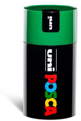 Posca - Uniposca Set Completo con 18 Pennarelli Acrilici Assortiti, Punta Media 2,5 mm - Colori per Bambini e Artisti Uni Posca Validi come Colori per Tessuti, Legno e Altro, in Box Regalo Verde
