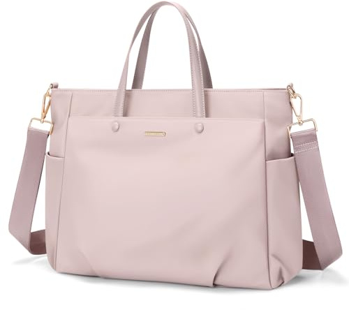 GOLF SUPAGS Borsa Tote per Laptop da 15 Pollici, Borsa a Tracolla per Computer Borsas da Lavoro Grande per Donna, Custodia per Laptop Borsas Elegante per Viaggi D'affari (Grigio Rosato)