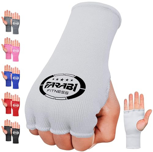 Farabi Sports Boxing Hand Wraps Half Finger Elasticated Inner Gloves without Gel Padding for Punching Boxing MMA, Muay Thai, Training, Kickboxing and Martial Arts