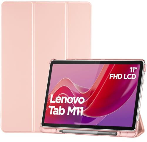 ProCase Case for 11 Inch Lenovo Tab M11 2024 with Pen Holder, Ultra Thin & Lightweight Smart Case Cover, Lightweight, Pink