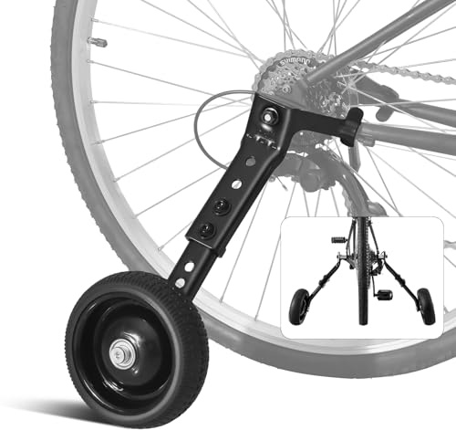 HUASION Adjustable Bicycle Training Wheels for Adults, Fit 24 to 26 Bikes, Steel Construction, Black, 1 Pair - Safe and Stable Learning Training Wheels