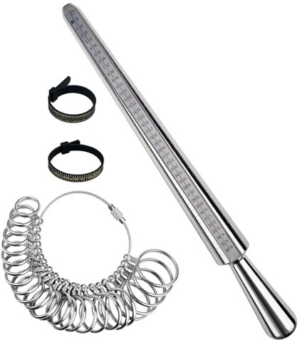 Baxcdyswe Ringgrössenmesser Set, 4 Stück Ringmesser Finger, Ring Sizer, Ringgrössenmesser Deutsche Größen, Kunststoff-Ringmaß und Ringdorn for Measuring Ring Diameters, Size Standard UK, EU, USA