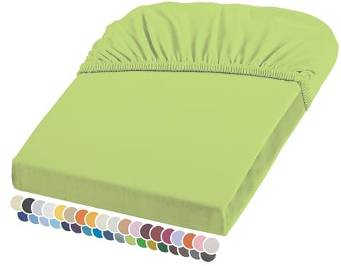 liebling Elasthan Spannbetttuch 90x200 bis 100-220 cm, mit Rundumgummizug, Blickdicht faltenfrei & atmungsaktiv, Ökotex 100, Matratzen bis 26 cm Höhe, apfelgrün