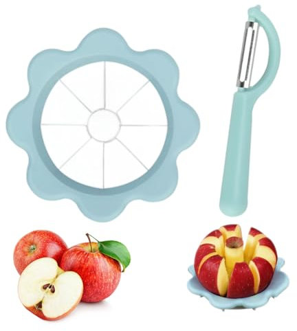 Jadin Taglia Mela a Spicchi, Tagliamela Spicchi Acciaio Inox, Tagliafrutta, Tagliamela 10 Lame, Affetta Torsolo Mela, Affettatrice per Mele per Uso Domestico e in Cucina, Viene Fornito con Pelamele
