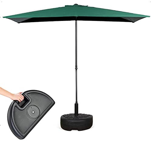 Ombrellone da giardino rettangolare da 2,4 m, con base regolabile in altezza, montaggio a parete