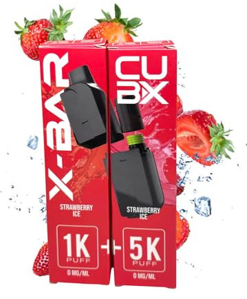 CUBX- double pod remplissable (batterie non incluse) sans nicotine ni tabac, Vente interdite aux personnes âgées de moins de18 ans (saveur : Fraise Glacée)