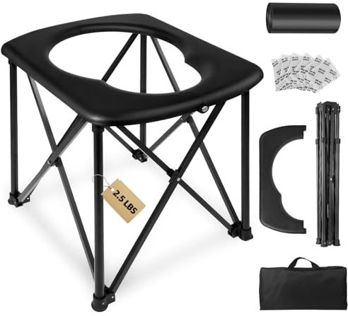 15.6'' Portable Toilet for Adults, Ultralight Portable Potty 2-Second Setup,2025 Upgraded Camping Toilet, Compact Design for Hiking, Car Travel, Truck, RV, Boating, Road Trips, Outdoor Use