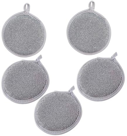 FOMIYES 5 Paños De Limpieza Multifuncionales Estropajos Plateados Trapos De Alambre para Lavavajillas Esponjas para Fregar Platos