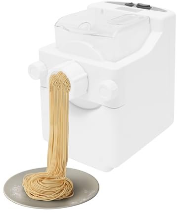 Nudelmaschinen Weiß,180W Elektrische Nudelmaschine 55-60 RPM,Pasta Maker Multifunktions Haushalt Pastamaschine mit 9 Formscheiben für Ausgemachte Teigtaschen mit Wassereinfüllstutzen Anti-Rutsch-Pads